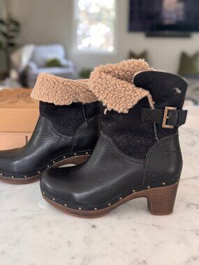 Ugg Amoret Shearling Clog Booties - Size 7